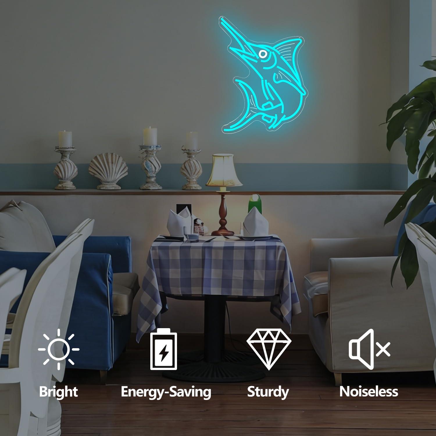 Marlin Fish Neon Sign Deep Sea - Home Bar And Restaurant ulasan dan harga