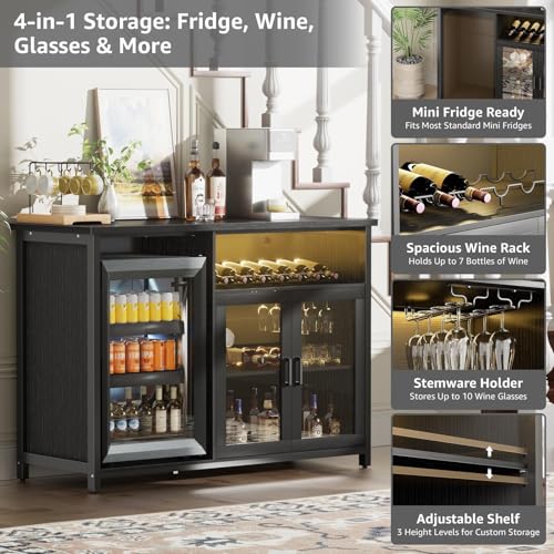 Wine Bar Cabinet with Mini Fri - Home Bar Setup ulasan dan harga