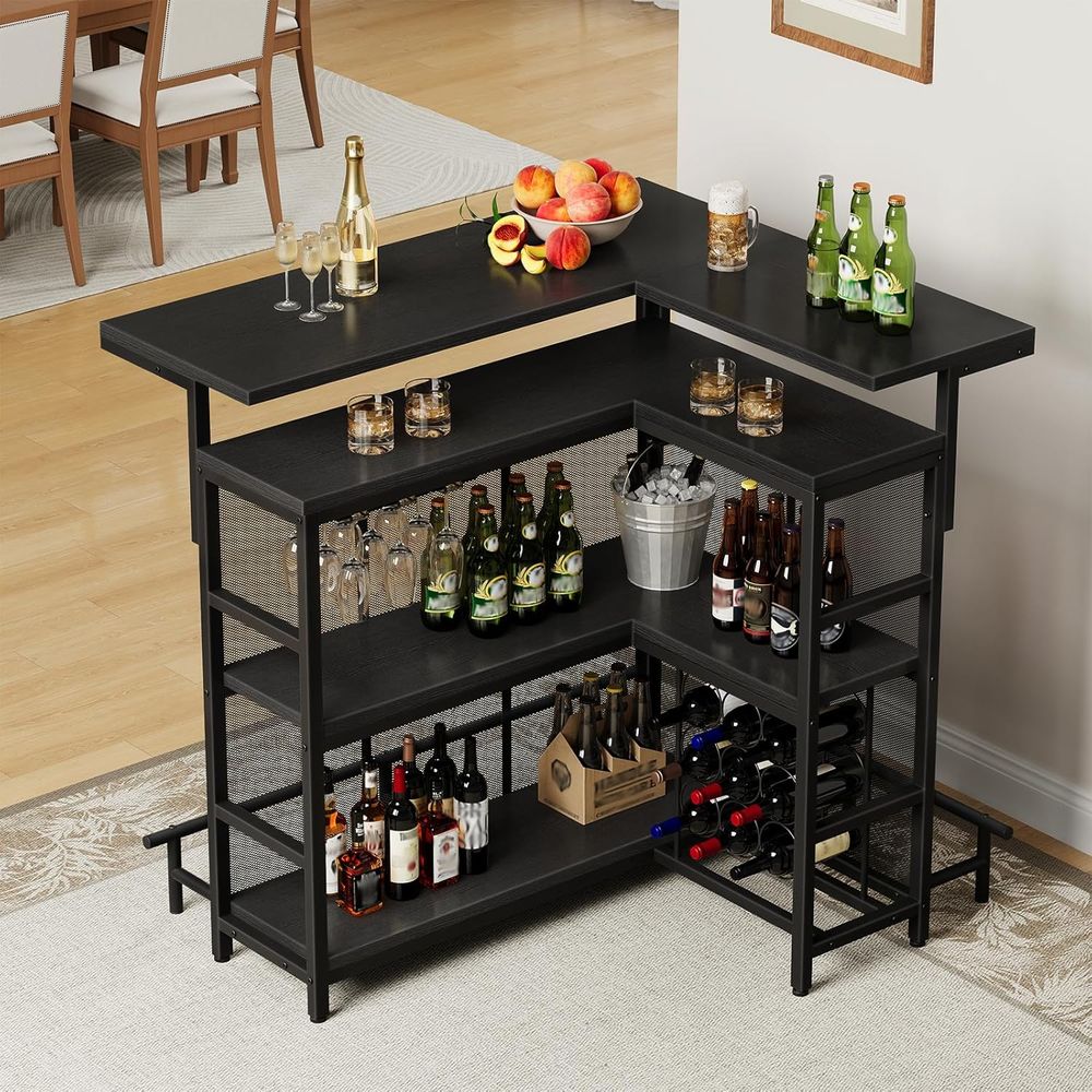 Home Bar Unit, L-Shaped Bar Ta - Home Bar Shelves ulasan dan harga