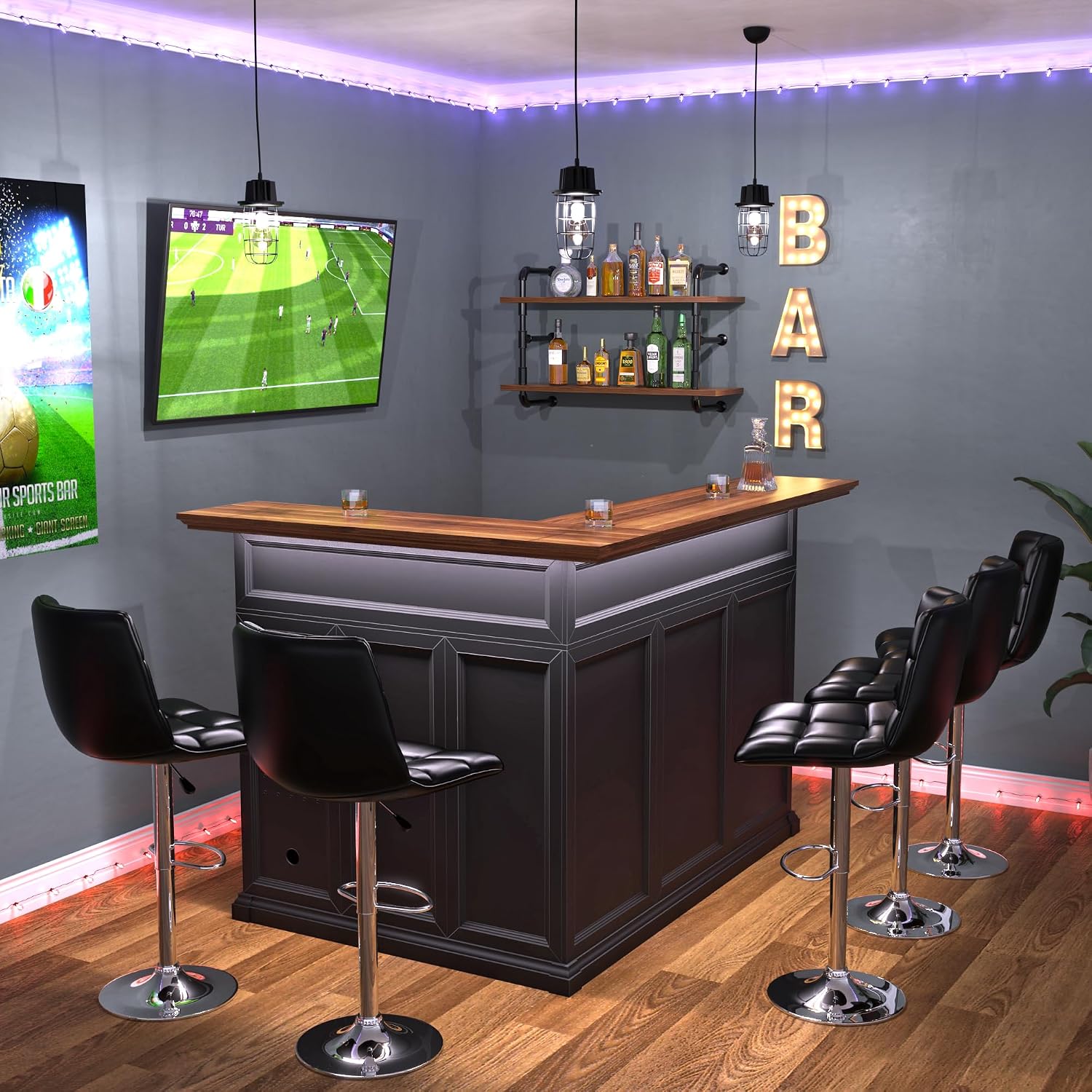 L-Shaped Home Bar Cabinet with - Home Bar Setup ulasan dan harga